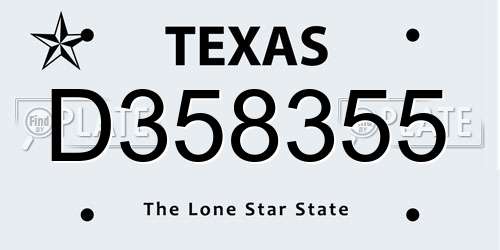 D358355 Texas License Plate