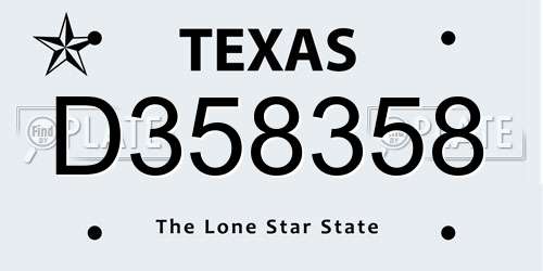 D358358 Texas License Plate