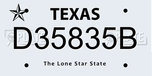 D35835B Texas License Plate