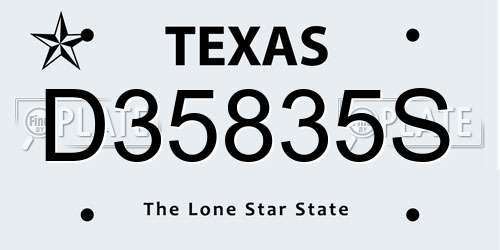 D35835S Texas License Plate