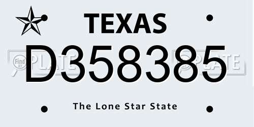 D358385 Texas License Plate