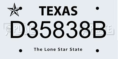 D35838B Texas License Plate