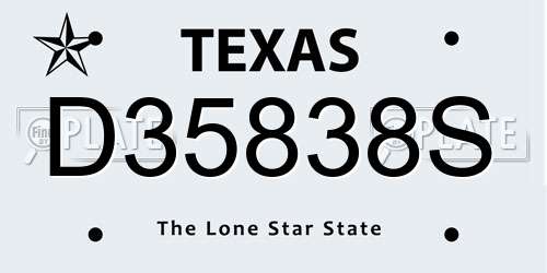 D35838S Texas License Plate