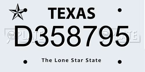 D358795 Texas License Plate