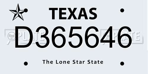 D365646 Texas License Plate