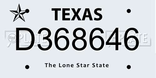 D368646 Texas License Plate