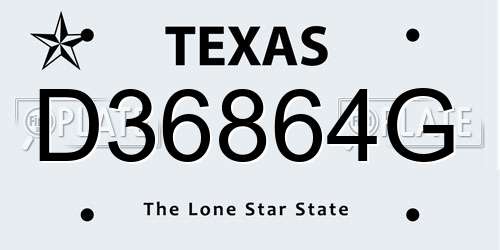 D36864G Texas License Plate