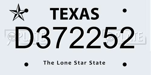 D372252 Texas License Plate