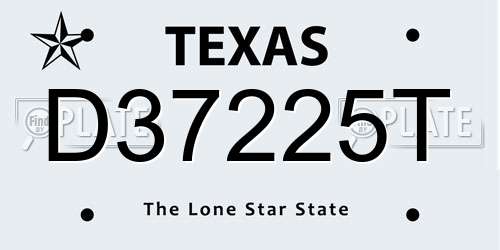 D37225T Texas License Plate