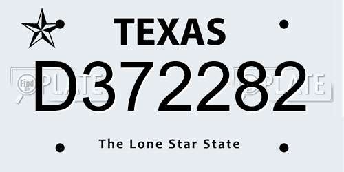 D372282 Texas License Plate