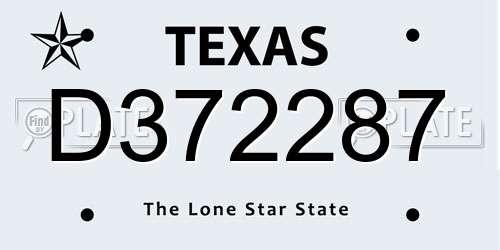 D372287 Texas License Plate