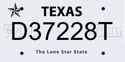 D37228T Texas License Plate