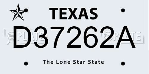 D37262A Texas License Plate
