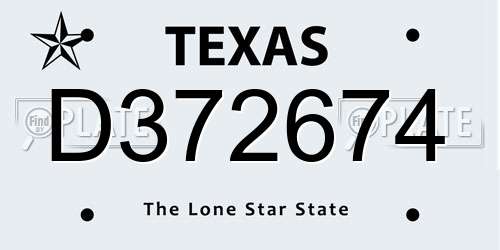 D372674 Texas License Plate