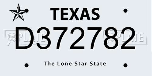 D372782 Texas License Plate