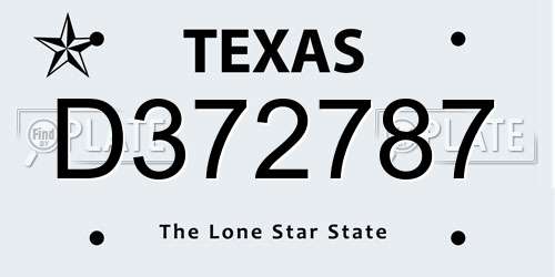 D372787 Texas License Plate