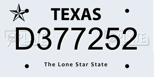 D377252 Texas License Plate