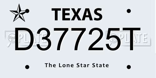 D37725T Texas License Plate