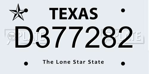 D377282 Texas License Plate