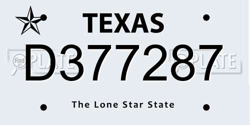 D377287 Texas License Plate