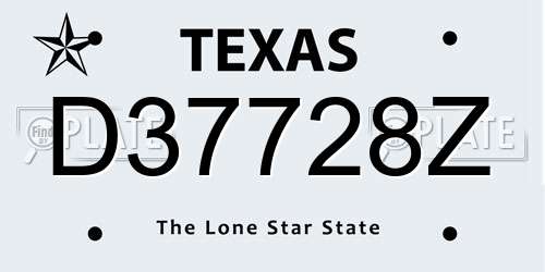 D37728Z Texas License Plate