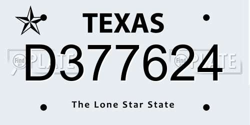 D377624 Texas License Plate