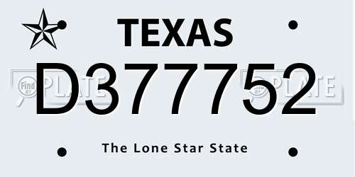 D377752 Texas License Plate