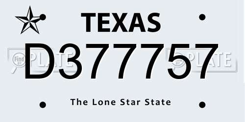 D377757 Texas License Plate