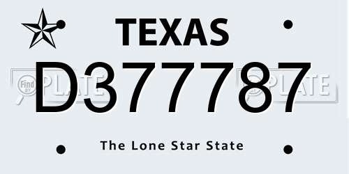 D377787 Texas License Plate