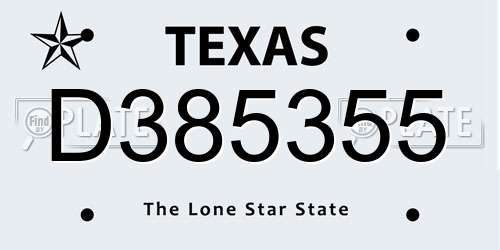 D385355 Texas License Plate