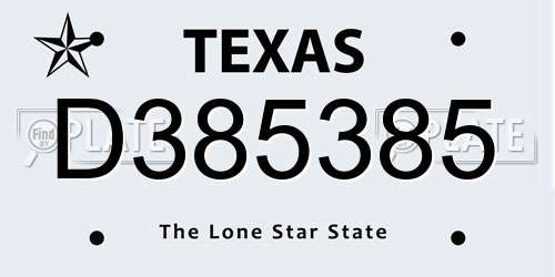 D385385 Texas License Plate