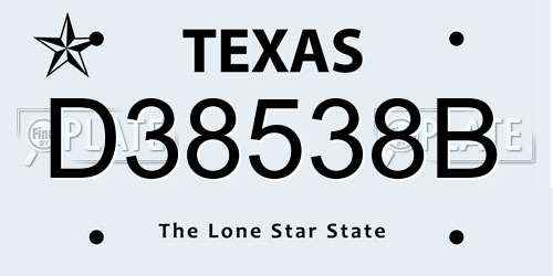 D38538B Texas License Plate