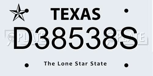 D38538S Texas License Plate