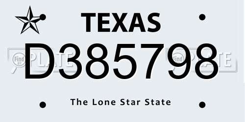 D385798 Texas License Plate