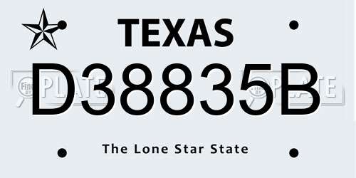 D38835B Texas License Plate