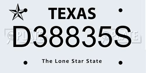 D38835S Texas License Plate