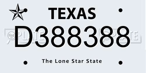 D388388 Texas License Plate