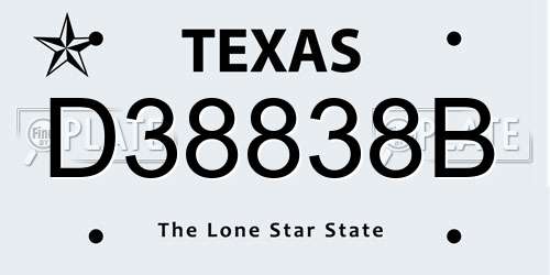 D38838B Texas License Plate