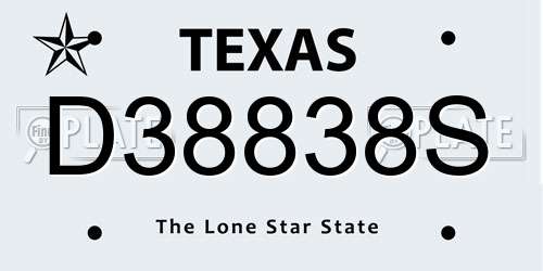 D38838S Texas License Plate
