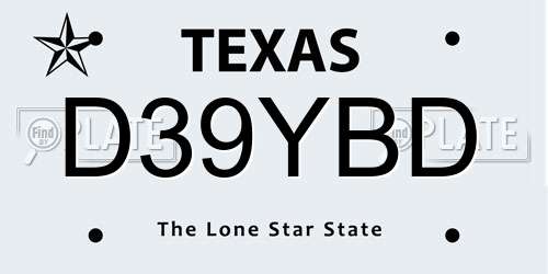 D39YBD Texas License Plate
