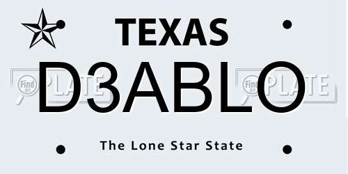 D3ABLO Texas License Plate