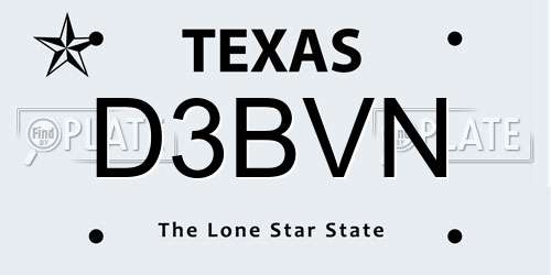 D3BVN Texas License Plate