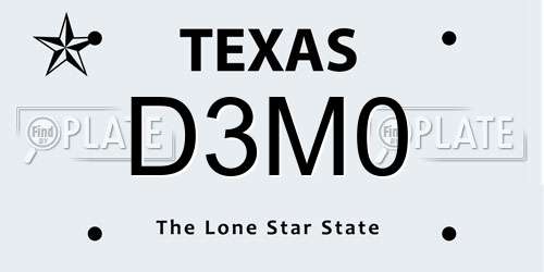 D3M0 Texas License Plate