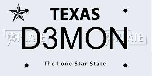 D3MON Texas License Plate
