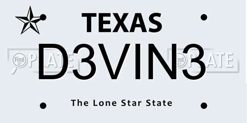 D3VIN3 Texas License Plate