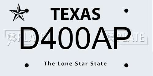 D400AP Texas License Plate