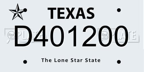D401200 Texas License Plate