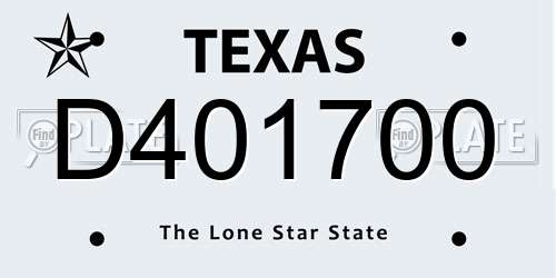 D401700 Texas License Plate
