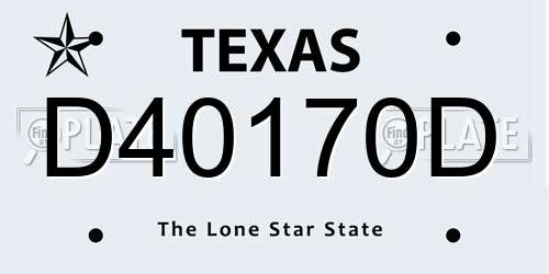 D40170D Texas License Plate
