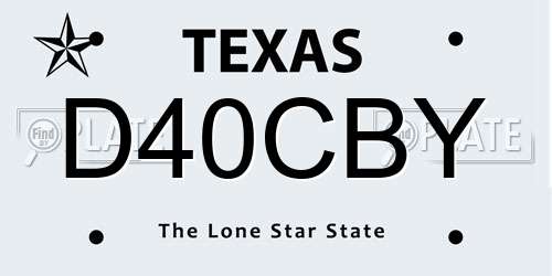 D40CBY Texas License Plate